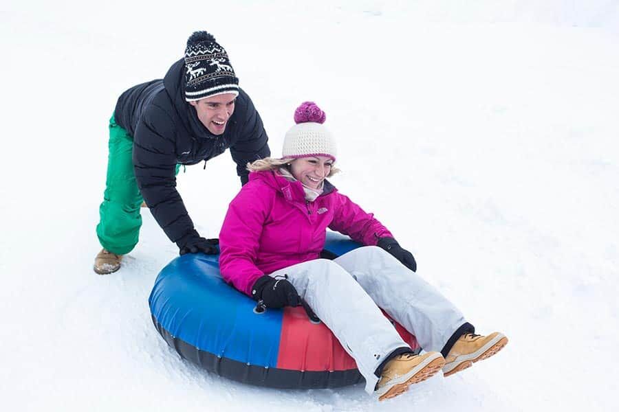 Snowtubing and tobogganing